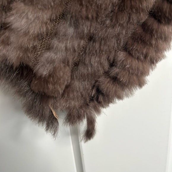 Studio 512 One Size Rabbit Fur Blend Poncho Brown 5994 - Picture 2 of 6